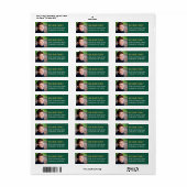 Moderne Green Gold Afstuderen Photo Return Address Etiket (Full Sheet)