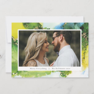 Moderne Green Ink Holiday-kerstfoto Feestdagenkaart