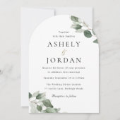 Moderne Green Leaf Arch Wedding Kaart (Voorkant)