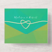 Moderne Green Rope Heart Wedding All In One Uitnodiging (Achterkant)