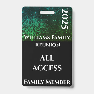 Moderne Green Rustique Famille Retrouvailles Badge