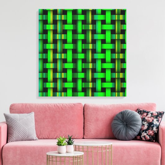 Moderne Green Stripes Weave Pattern Canvas Art Afdruk (Insitu (Woonkamer))