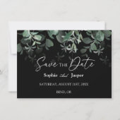 Moderne Greenery Black Flat Save the Date Kaart (Voorkant)
