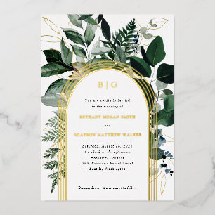 Moderne Greenery Botanical folie Wedding Invitatio Folie Uitnodiging