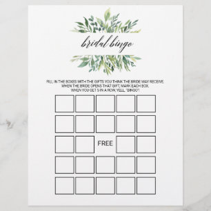 Moderne Greenery Bridal Bingo, Vrijgezellenfeest G