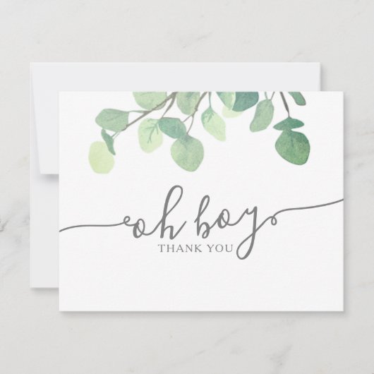Moderne Greenery Eucalyptus Baby shower Hartelijk  Bedankkaart (Voorkant)