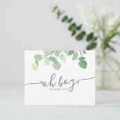 Moderne Greenery Eucalyptus Baby shower Hartelijk  Bedankkaart (Staand voorkant)
