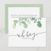 Moderne Greenery Eucalyptus Baby shower Hartelijk  Bedankkaart (Voorkant / Achterkant)
