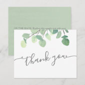Moderne Greenery Eucalyptus Baby shower Hartelijk  Bedankkaart (Voorkant / Achterkant)