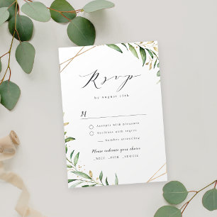 Moderne Greenery Geometric Rustic Wedding RSVP Kaa