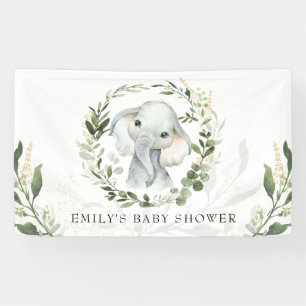 Moderne Greenery Gold Elephant Baby shower Birthda Spandoek