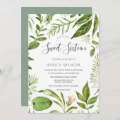 Moderne Greenery Summer Spring Sweet 16 Invite Kaart (Voorkant / Achterkant)
