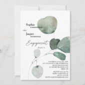 Moderne Greenery White Engagement Party Kaart (Voorkant)