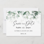 Moderne Greenery White Flat Save the Date Kaart (Voorkant)