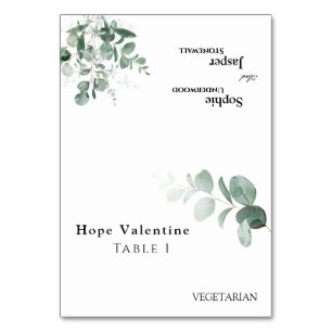 Moderne Greenery White Wedding Foldable Place Card Kaart