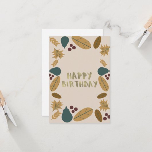 Moderne Grens Thanksgiving Herfst Birthday Kaart (Voorkant / Achterkant in situ)