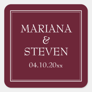 Moderne grensminimalistische Bourgogne Vierkante Sticker