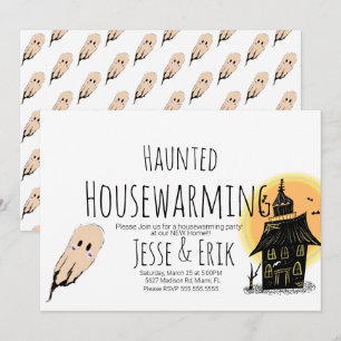 Moderne Griezelfeestelijke Housewarming Doodle Fee Kaart
