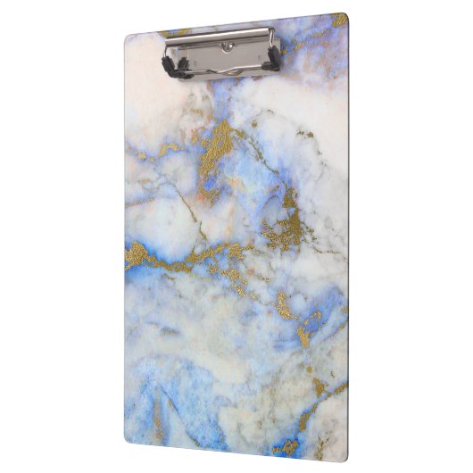 Moderne Grijs Blauw & Goud Marmeren Steen Klembord (Links)