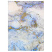 Moderne Grijs Blauw & Goud Marmeren Steen Klembord (Achterkant)