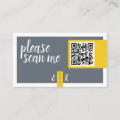 Moderne grijs en geel met QR-code bruiloft website Informatiekaartje (Achterkant)