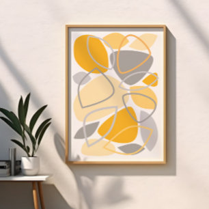 Moderne Grijs Gele Abstract Patroon Poster