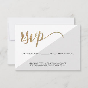 Moderne Grijs Goud RSVP geen mailing Voorbehouden Kaartje