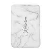 Moderne grijs marmeren textuur met Jouw naam Badmat (Voorkant Verticaal)