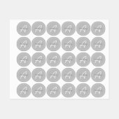 Moderne grijs & wit | Naam kool en monogram Labels (Vel)