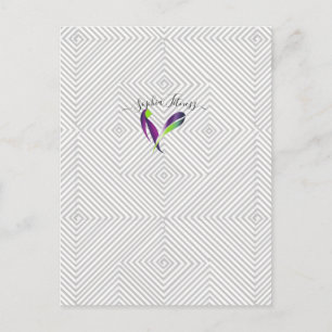 Moderne grijs-witte geometrische diamantpatroon op briefkaart