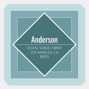 Moderne grijsgroene geometrische retouradres vierkante sticker