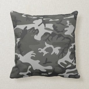 Moderne Grijze Abstracte Camo Camouflage Kussen