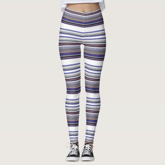 moderne grijze blauwe strepen leggings (Voorkant)