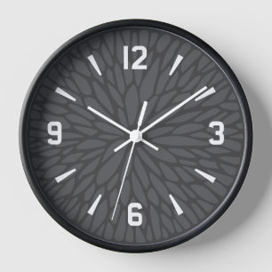Moderne Grijze Bloemen Geometrische Patroonklok ⏰