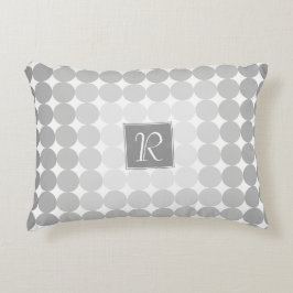 Moderne Grijze Cirkels Monogram Accent Kussen