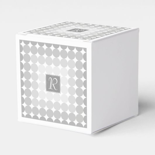 Moderne Grijze Cirkels Monogram Bedankdoosjes (Voorkant Zijde)