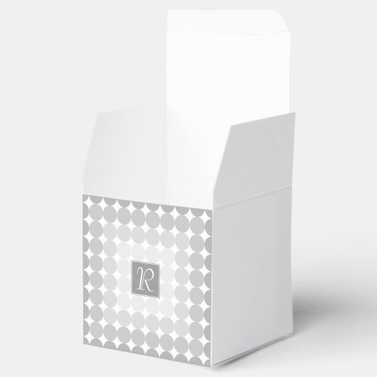 Moderne Grijze Cirkels Monogram Bedankdoosjes (Geopend)