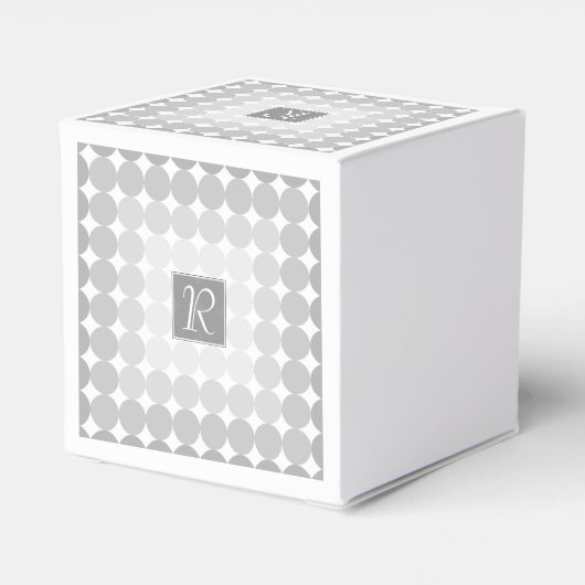 Moderne Grijze Cirkels Monogram Bedankdoosjes (Achterkant)