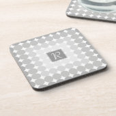 Moderne Grijze Cirkels Monogram Drankjes Onderzetter (Linkerzijde)