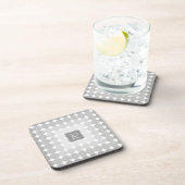Moderne Grijze Cirkels Monogram Drankjes Onderzetter (Rechterzijde)