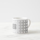 Moderne Grijze Cirkels Monogram Espresso Kop (Voorkant rechts)