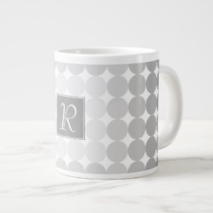 Moderne Grijze Cirkels Monogram Grote Koffiekop