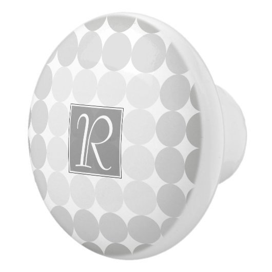 Moderne Grijze Cirkels Monogram Keramische Knop (Rechts)