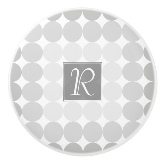 Moderne Grijze Cirkels Monogram Keramische Knop (Voorkant)