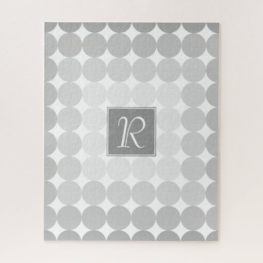 Moderne Grijze Cirkels Monogram Legpuzzel (Verticaal)