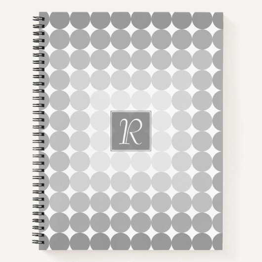 Moderne Grijze Cirkels Monogram Notitieboek (Voorkant)