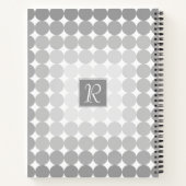 Moderne Grijze Cirkels Monogram Notitieboek (Achterkant)