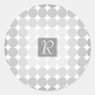 Moderne Grijze Cirkels Monogram Ronde Sticker