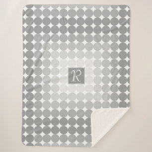 Moderne Grijze Cirkels Monogram Sherpa Deken