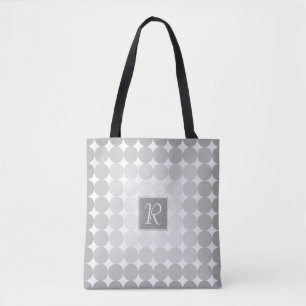 Moderne Grijze Cirkels Monogram Tote Bag